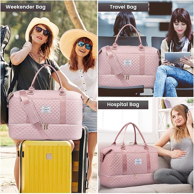 LOVEVOOK Travel Duffle Bag,Weekender Bags for Women with Shoe Compartment，Carry on Overnight Bag with Toiletry Bag,Gym Duffel Bag with Wet Pocket, Hospital Bags for Labor and Delivery - Image 6