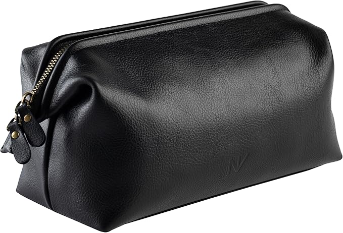 NV Holders Premium Genuine Leather Toiletry Bag for Men - The Ultimate Travel Dopp Kit and Hygiene Organizer, Perfect Men's Toiletry Travel Bag (Black) by NVHolders