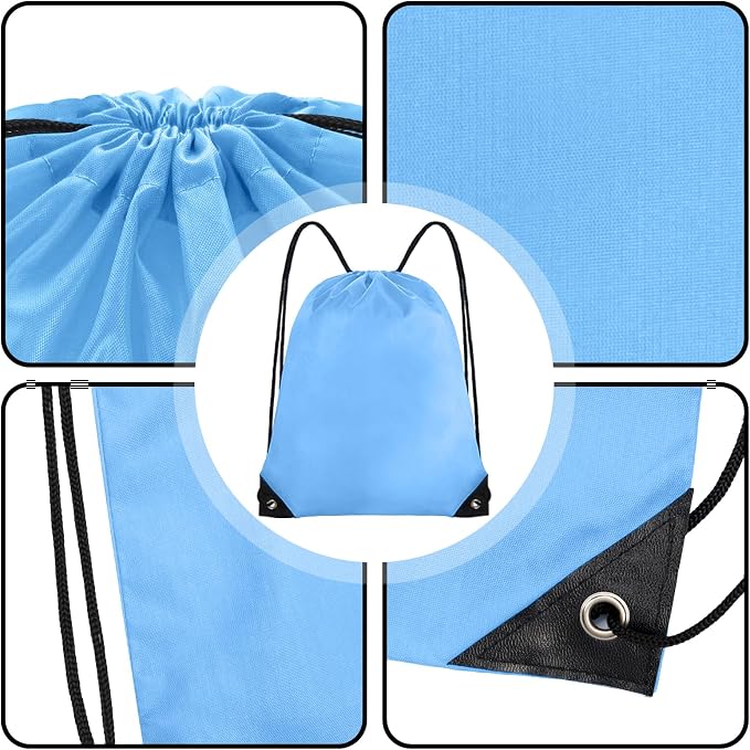 Grneric Drawstring Backpack Bulk 70Pcs String Backpack Drawstring Bags Cinch Bag Sackpack for Men Women Gym(Sky Blue) - Image 3