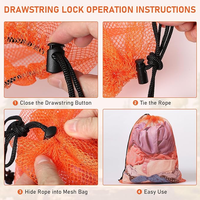 Mesh Bag Drawstring Mesh Bag Multicolor Nylon Bag Small Gym Bag Travel Beach Bag Locking Closure Storage Bag For College, Gym, Yoga, Sport - Image 3