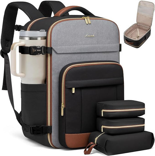 LOVEVOOK Travel Backpack for Women & Men - 17.3 Inch Carry On Backpack & Personal Item Backpack for Airlines, Spacious and Durable Design, with 3 Packing Cubes by LOVEVOOK