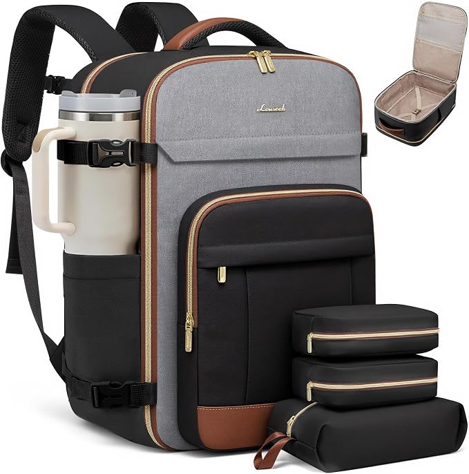 LOVEVOOK 50L Travel Backpack for Women & Men - 18 Inch Carry On Backpack & Personal Item Backpack for Airlines, Spacious and Durable Design, with 3 Packing Cubes by LOVEVOOK