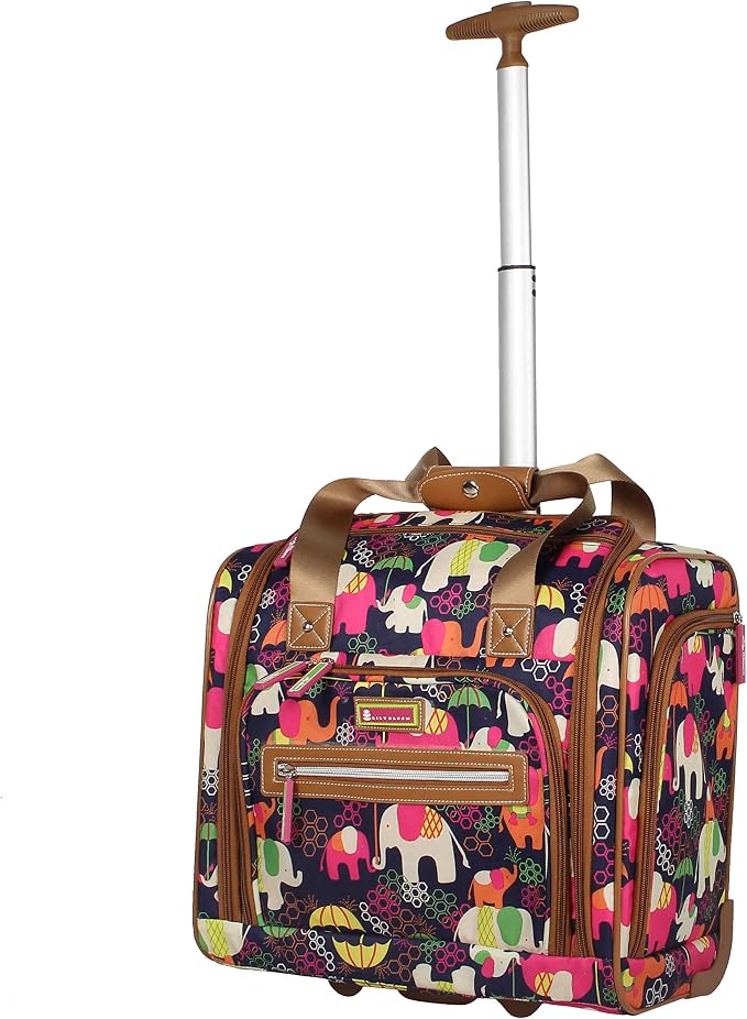 Lily Bloom Designer 15 Inch Carry On - Weekender Overnight Business Travel Luggage - Lightweight 2- Rolling Wheels Suitcase - Under Seat Rolling Bag for Women (Elephant Rain) by Lily+Bloom