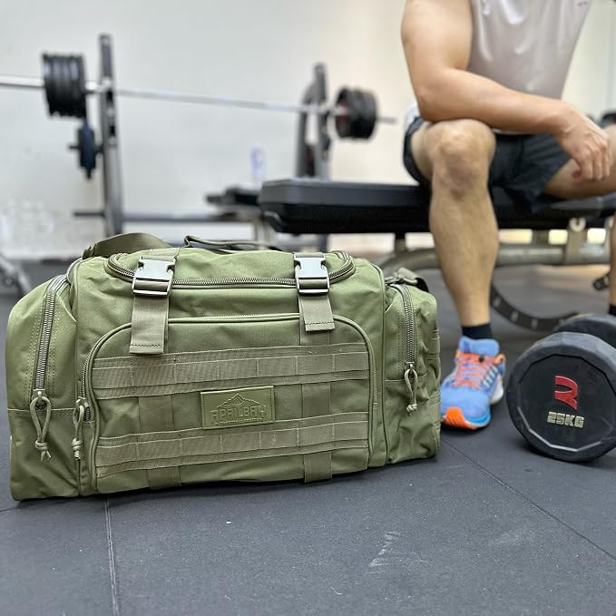 APRILBAY Duffel Bag – Heavy Duty Tactical Gym Bag for Men, Splashwater-Proof Weekender Travel Bag for Basketball, Football, Soccer, Hiking, and Hunting (Dark Green) - Image 9