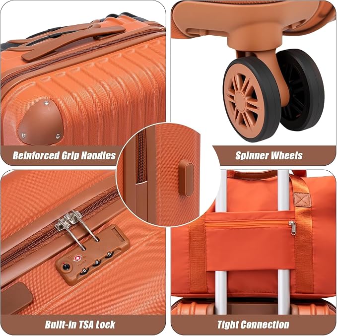 Cosbarn Carry On Luggage Sets 3 Piece, 20 Inch Luggage 22x14x9 Airline Approved with Wheels and TSA Lock, ABS Lightweight Hardshell Travel Suitcase Set with Duffel Bag Travel Bag for Men Women - Image 5