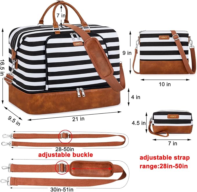 Travel Weekender Bag for Women, 21" Overnight Bag with Shoe Compartment 50L Large Travel Duffel Bag Carry On Tote for Weekend, Overnight, Business Trips, Water Resistant - Image 7