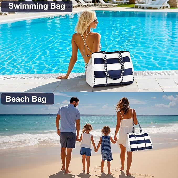 IBFUN Neoprene Bag, Large Multipurpose Beach Bag Neoprene Tote Bag with Inner Pocket for Women/Pool - Image 7