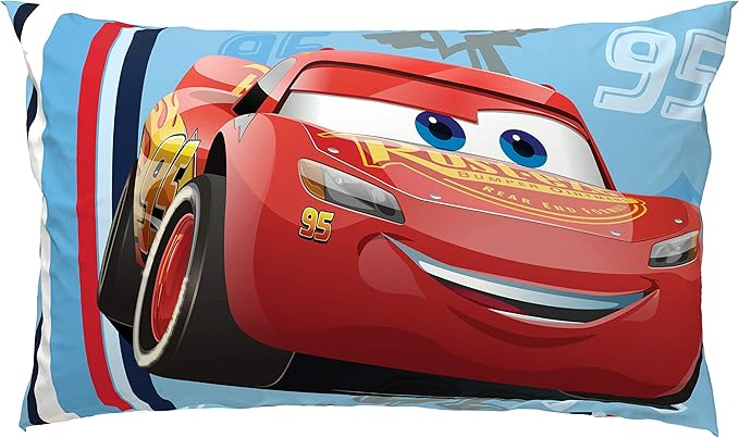 Jay Franco Kids Sheet Set with Fitted, Flat Sheets & Pillow Cover - Ultra-Soft Bedding with Pillowcase for Room Decor, Blue - Cars, 4 Piece Full - Image 2