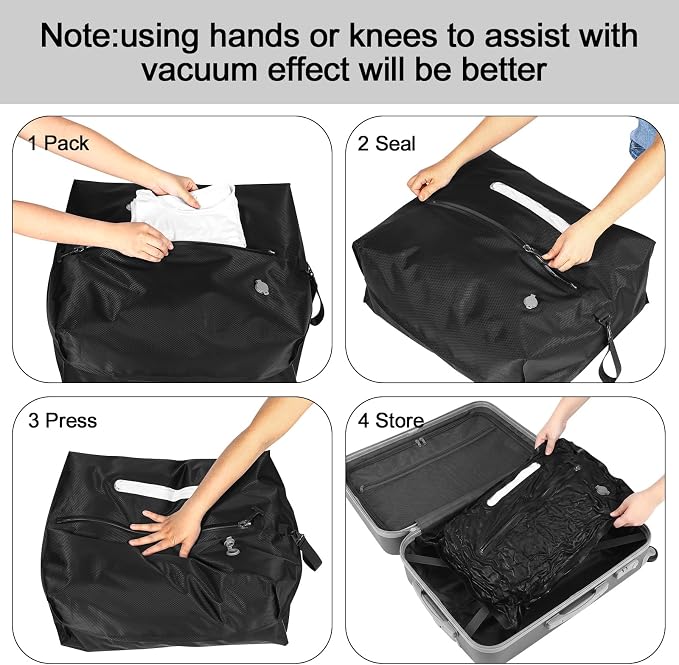 3 Pcs Travel Vacuum Seal Bags 48l with Liquid Erasable Pen Vacuum Sealed Compression Storage Bags Carry-on Compression Packing Cubes for Luggage Backpacks Suitcase Clothes - Image 6