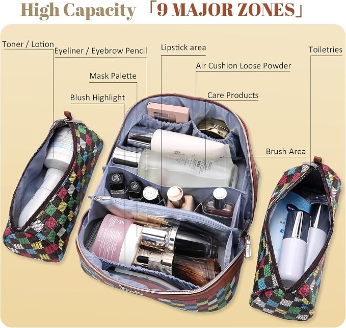 BOYATU Travel Makeup Bag Organizer Cosmetic Bag: 3 Pcs Set Make up Bags for Women with Handle - Waterproof Vegan Leather Toiletry Bag (01-H-Brown) - Image 3
