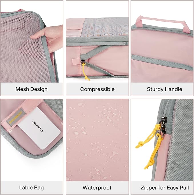 BAGSMART 6 Set /4 Set/2 Set Compression Packing Cubes for Travel, Lightweight Luggage Organizer Bags, Durable Space Saver Bags Travel Essentials - Image 5
