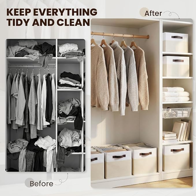 Criusia 4 Pack Baby Clothes Organizer Bins, Fabric Collapsible Storage Baskets with Handles, Odorless Storage Bins for Toy Clothes Nursery Kids Room Playroom Classroom (14L*10W*9.5H) - Image 6