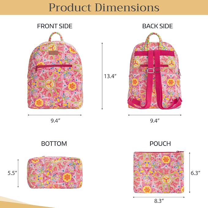 Maison d' Hermine Backpack for Women Men Cotton Shoulder Multipurpose Rucksack with Small Pouch Lightweight Multi Pocket Bag for Travel Work Beach Perfect for Spring Summer (Summer Vibes) - Image 5