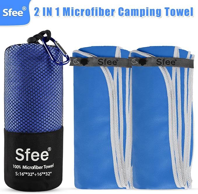 Sfee 2 Pack Microfiber Travel Towel, Quick Dry Camping Towel Super Absorbent Compact Lightweight Sports Gym Towels Set for Gym, Hiking, Pool, Backpacking, Bath, Yoga - Image 4
