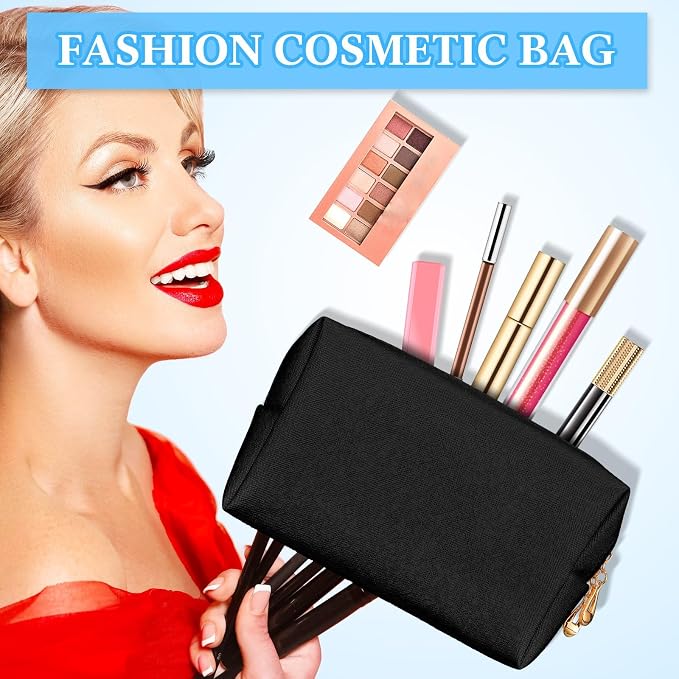 Kigeli Aesthetic Makeup Bags PU Leather Cosmetic Pouches Waterproof Plain Toiletry Bags Makeup Pouches Bulk for Women Party Gift Travel Storage Organizer(Classic Black,7.1 x 2.8 x 4.3 in) - Image 4
