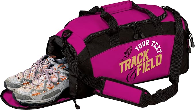 Custom Track Bag Personalized – Track and Field Duffel Bag with Name – Track Team Gear Bag for Athletes, Running Spike Shoe Compartment, Boys Girls Practice & Meet Sports Bag by all+about+me+company