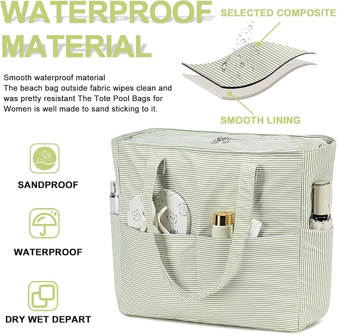 Bluboon Waterproof Beach Tote Pool Bags for Women Ladies Extra Large Carry On Bag With Wet Compartment for Weekender Travel - Image 3