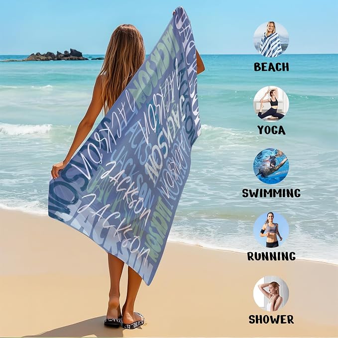 JML Personalized Beach Towel with Name, Custom Beach Towel with Name, Customized Microfiber Pool Towel, Quick Dry & Absorbent Swim Towel for Adult,Anniversary, Birthday, Summer Holiday,Vacation - Image 6