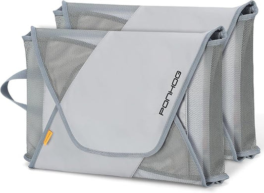 Ponhog Grment Folder for Travel 2-Pcs Grey | Original Garment Packing Folder, Foldable Clothes Shirt Bags with Wrinkle-Free Folding Board and Compression Wings by Ponhog