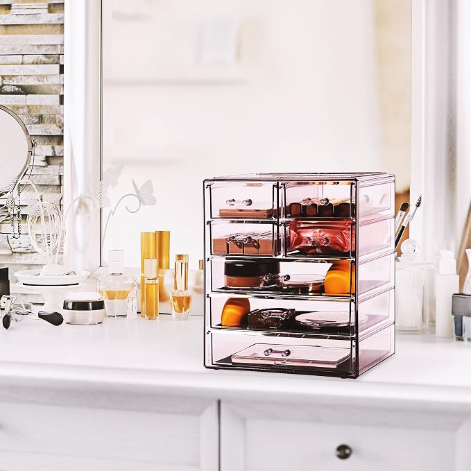 Sorbus Acrylic Makeup Organizer Set, 7-Drawer Vanity & Countertop Cosmetic Storage with Small & Wide Drawers, Purple Makeup Storage for Brushes, Lipsticks, Jewelry – Holiday Gift for Women & Teens - Image 7