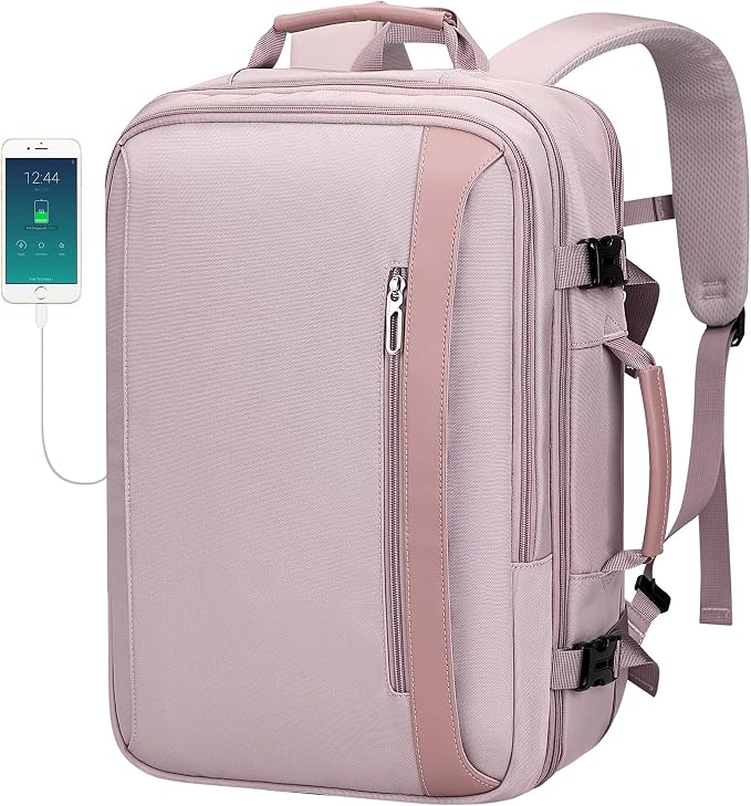 PIJUSHI Travel Backpack for Women, Fits 16" Laptop, Expandable 30L to 35L | Airline Approved Carry-on Luggage with Padded Laptop Compartment, USB Port, Wet Pocket, For Business, Commute by PIJUSHI
