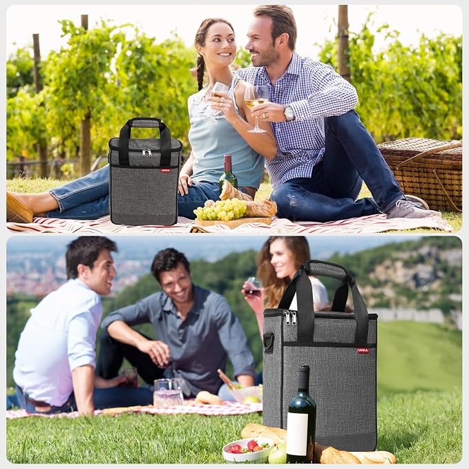 Wine Cooler Bag, Leakproof Insulated Wine Carrier Tote | Fits 2, 3 or 6 bottles with removable divider, shoulder strap, BYOB travel tote for champagne, liquor, picnic and gifts - Image 6