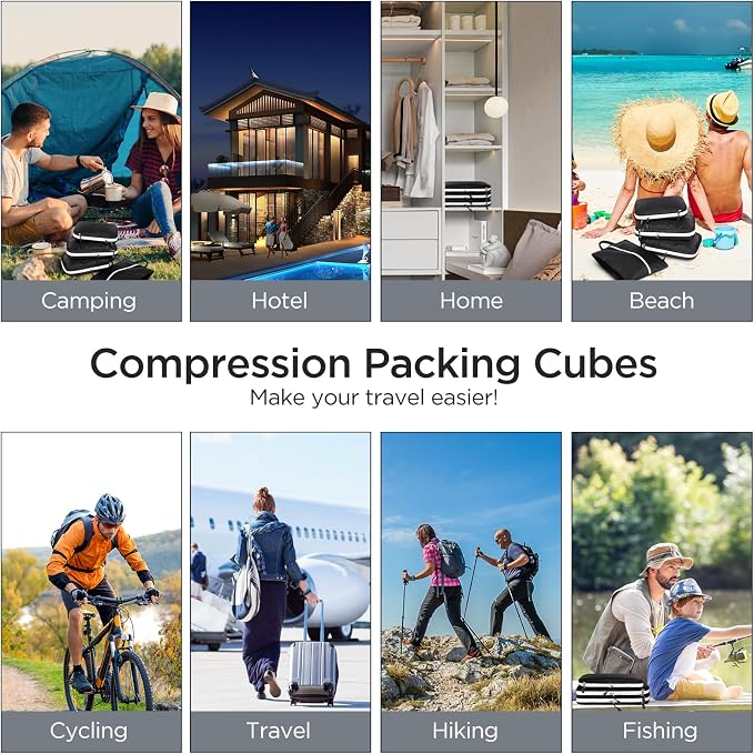 AiQInu 4-Piece Suitcase Organizer, Compression Packing Cube Space-Saving Expandable Ultralight Travel Organizer for Clothes, Shoes, Underwear Travel Set for Backpacks or Hand Luggage - Image 7