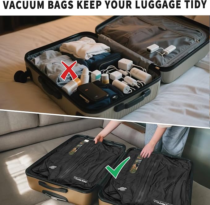 Eulant Travel Vacuum Bags with Pump,Professional IPX8 Waterproof Vacuum Compression Bag for Carry-On Suitcase & Travel Backpack,Space Saver Bags Packing Organizers(2 Pack,Dark Black) - Image 4