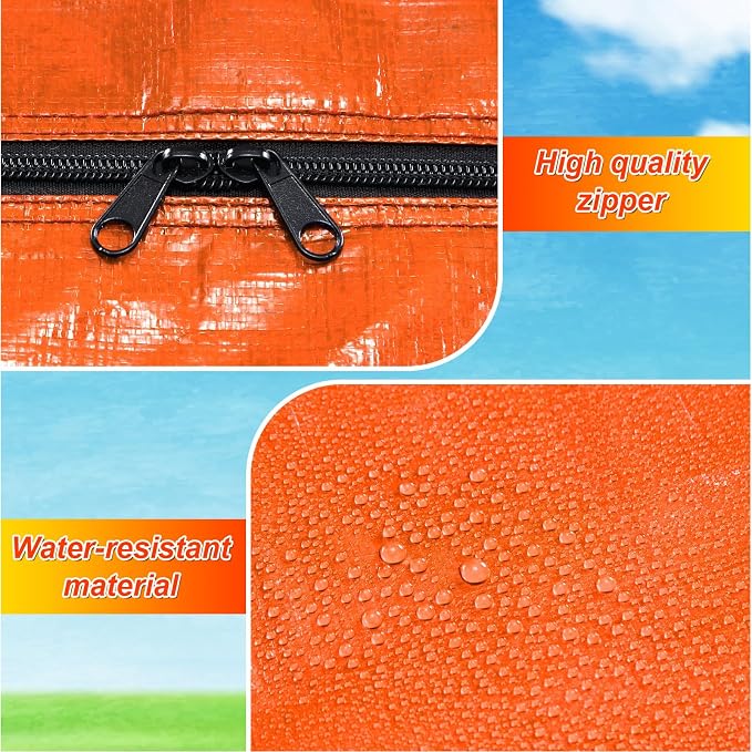 Windyun 4 Pack 69 Gallon Extra Large Moving Bags XXL Heavy Duty Storage Bag with Strong Zipper Handle Jumbo Big Tote Box Foldable for College Dorm Travel Clothes Duffle Blanket Pillow(Orange) - Image 3