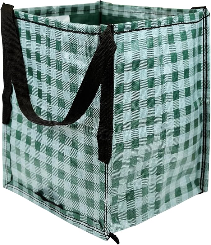 DURASACK Heavy Duty Storage Tote Bag 22-Gallon, Gingham Green | Rugged Woven Polypropylene Moving Bag, Reusable Self-Standing Design, Holds up to 500 Pounds by DURASACK