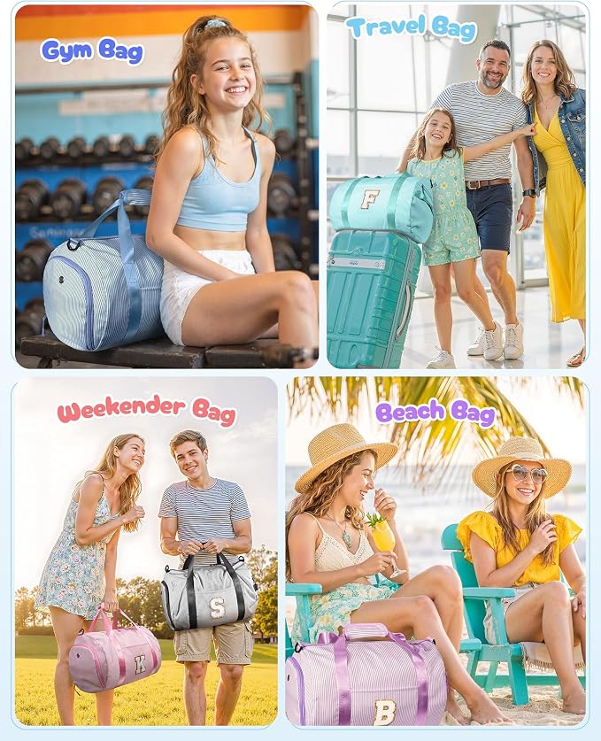 Granddaughter Gift from Grandmom, Girls Travel Duffle Bag, Kids Initial Overnight Bags with Shoe Compartment, Personalized Weekend Bag with Cosmetic Pouch, Birthday Gift for Her (Letter N) - Image 7