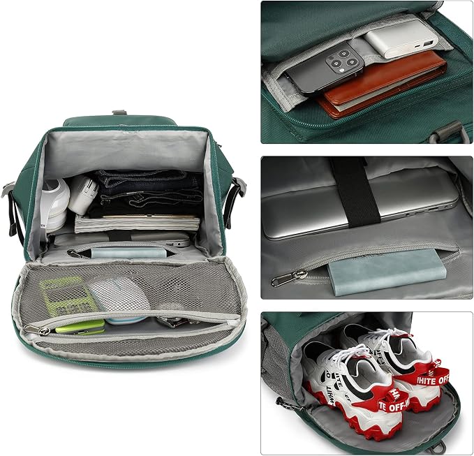 Kalesi Gym Duffle Bag Backpack 4-Way Waterproof with Shoes Compartment for travel Sport Hiking laptop (Green) - Image 4