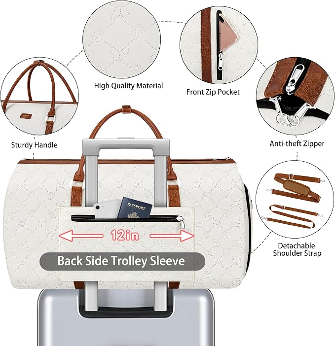 Convertible 2-in-1 Garment Bags for Travel, Carry On Garment Duffle Bag With Shoe Compartment Large Weekender Bag for Women Men Hanging Suitcase Suit Travel Duffel Overnight Bags 4pcs Set - Image 4