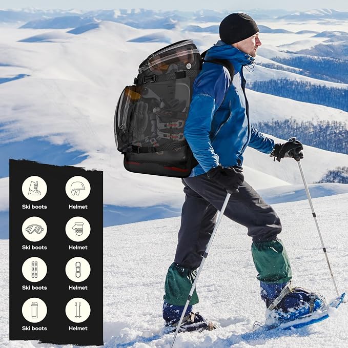 Maelstrom Ski Boot Bag,55L Large Ski Boots Travel Backpack for Men Women,Waterproof Snowboard Boot Bag for Skis Accessories - Image 7