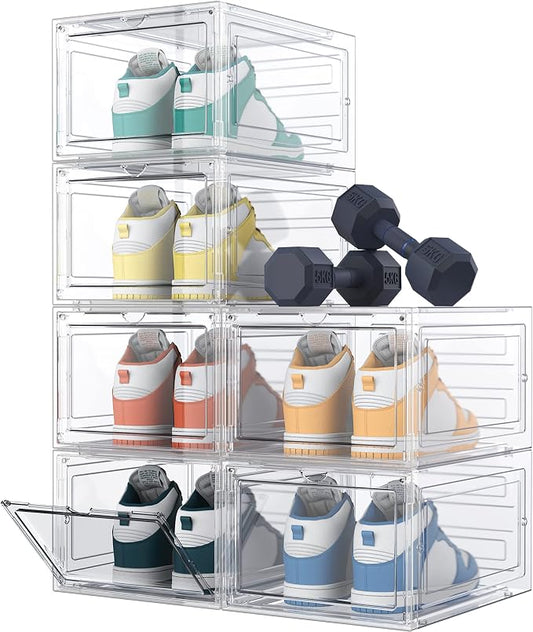 HOMIDEC Shoe Storage, 6 Pack Shoe Organizer Clear Hard Plastic Shoe Box, Shoe Boxes Clear Plastic Stackable, Shoe Boxes with Lids for Size 13, Transparent by DecorateYourHome