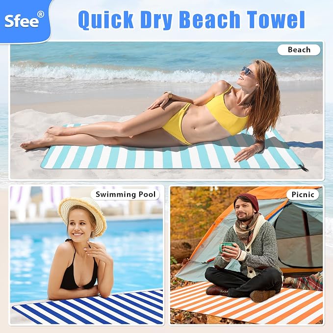 Sfee 2 in 1 Microfiber Travel Towel, Quick Dry Towel Camping Beach Towel Super Absorbent Compact Lightweight Sports Gym Towel Set for Gym, Hiking, Pool, Bath, Yoga (Small: 32''x16'') - Image 6