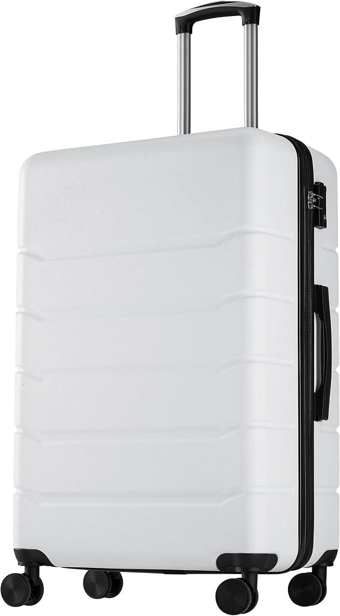 OLIXIS 24 Inch Luggage, Hardside Suitcase with Spinner Wheels, Lightweight ABS Hard Shell Checked Luggage, TSA Approved Lock, Expandable Medium Suitcase for Travel & Business–White by OLIXIS