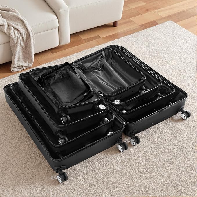 Suitour 11 Piece Travel Luggage Sets(32″, 28″, 24″, 20″), 4 Piece Hardshell Suitcase with Wheels, 20inch Carry on Luggage, 24inch 28inch 32inch Checked Luggage（Black - Image 5