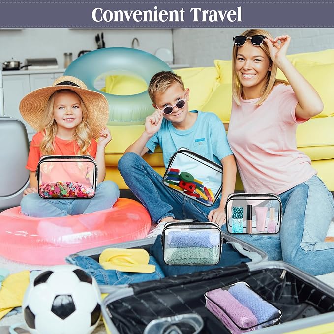 Sanwuta 100 Pcs Clear Makeup Bags Bulk Toiletry Bag for Travel Transparent Cosmetic Bag PVC Waterproof Travel Small Pouches with Zipper for Men and Women (Black) - Image 4