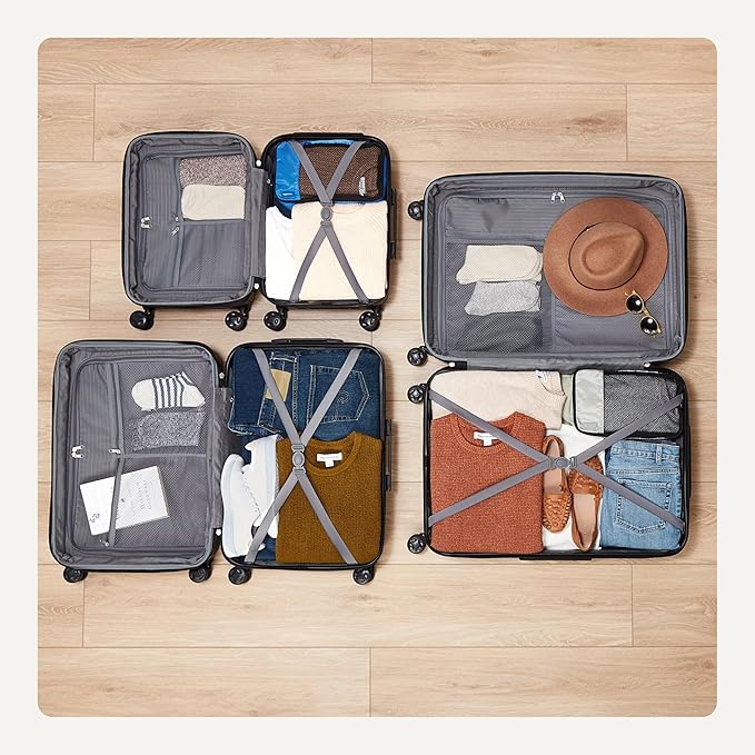 Amazon Basics 3-Piece Hardshell Spinner Luggage Set (21", 26", 30"), Expandable, Scratch-Resistant Surface, Four Multi-directional Wheels, Orange - Image 4