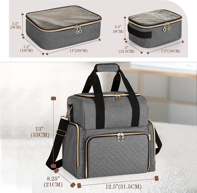 LUXJA Large Travel Makeup Bag with 3 Removable Cases, Cosmetic Bag with Detachable Dividers (Patent Pending), Gray - Image 6