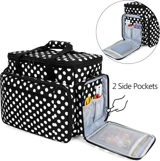 LUXJA Sewing Machine Case with Removable Padding Pad, Black Dots | Travel Case for Most Standard Sewing Machines & Accessories, Bag Only - Image 3