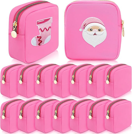 Giesiery Bulk 16 Pcs Mini Nylon Makeup Bag - DIY Zipper Pouch for Travel & Wedding Favors, Waterproof Toiletry Storage by Giesiery