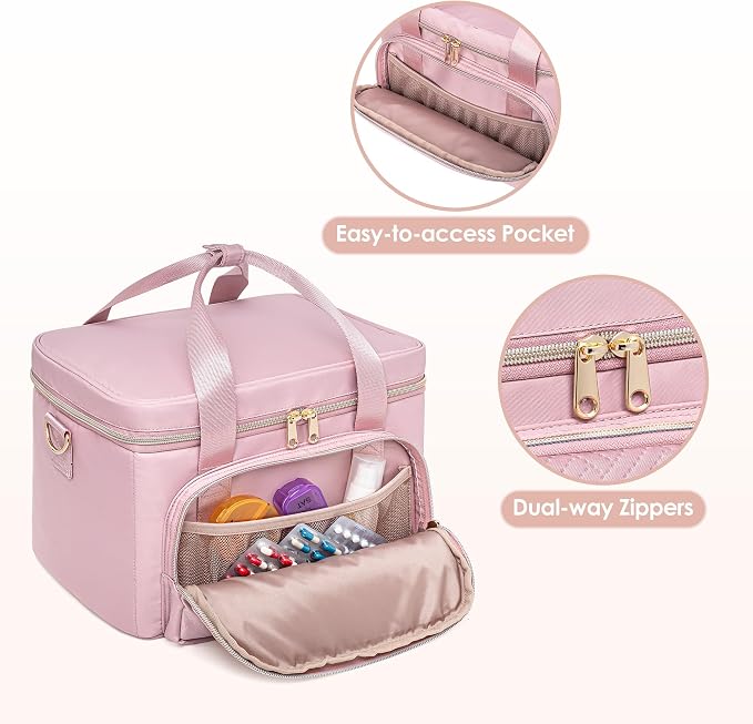 Medicine Storage Bag, Pill Bottle Organizer Bag, First Aid Bag | Travel Medicine Bag with 2 pouches, Pill Bottle Organizer Bag for Home Healthcare, Durable Medication Storage Case - Image 2