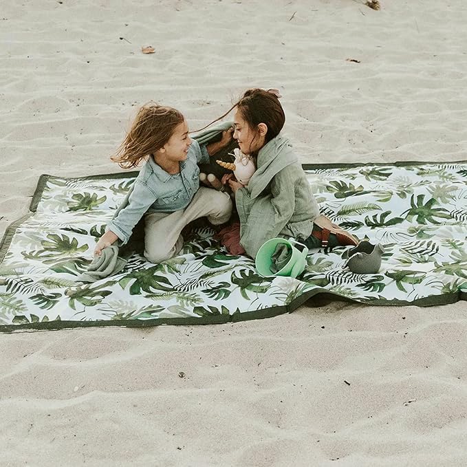 Little Unicorn 5'x7' Outdoor Family Picnic & Beach Blanket | Durable & Water-Resistant Fabric | Compact Fold & Easily Wipes Clean | Zipper Pocket (Tropical Leaf) - Image 5