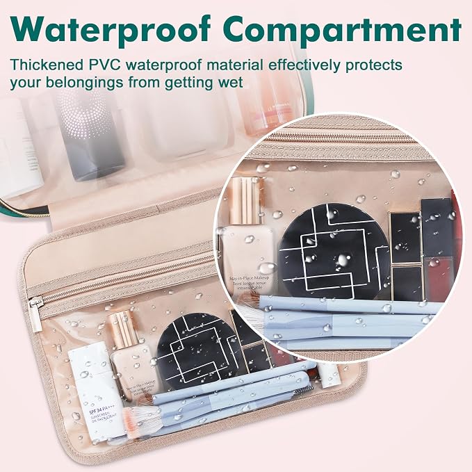 Wedama Toiletry Bag for Women, Large Cosmetic Travel Bag, Hanging Toiletry Bag for Bathroom, Thickened PVC Waterproof Travel Makeup Bag, Toiletries Bag for Travel Business Trips and Camping - Image 3
