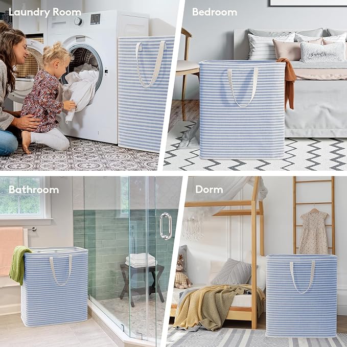 Lifewit 2 Pack Laundry Basket 100L Each, Collapsible Clothes Hamper with Reinforced Handles, Freestanding Waterproof Design for Bedroom and Laundry Room, Blue 200L Total - Image 7