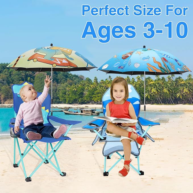 KABOER Kids Outdoor Folding Camping Chair with Cup Holder Carrying Bag | Portable Camping Chair for Beach Picnic Camping Travel Lawn Ages 3-10 - Image 7