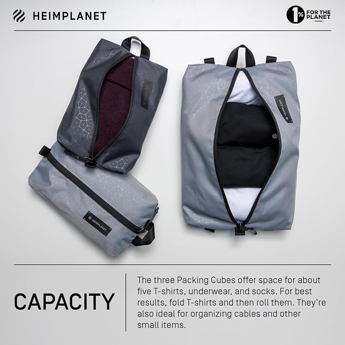 HEIMPLANET Original | HPT Carry Essentials - PACKING CUBES | Set of 3 Packing Organizers | 1x 4L Volume and 2x 2L Volume | Supports 1% for The Planet - Image 5