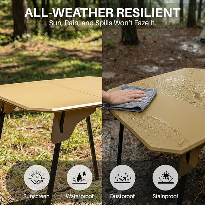 TOPCHANCES Ultralight Camping Table, Compact & Collapsible Aluminum Camping Tables for Backpacking, 2 Height Settings -Portable Carry Case for Hiking, Expeditions & Patio(Khaki) - Image 4